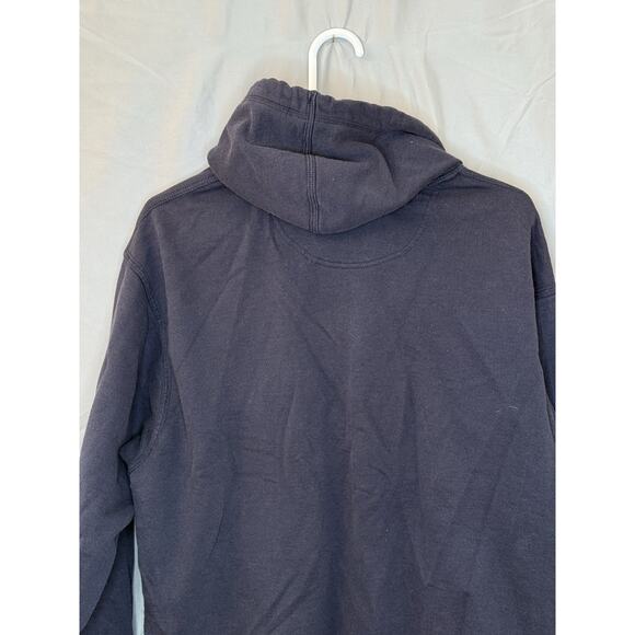 Champion Sweatshirt Mens L Navy Blue Hoodie Spellout Chest C Logo Sweater Hood - Picture 7 of 9